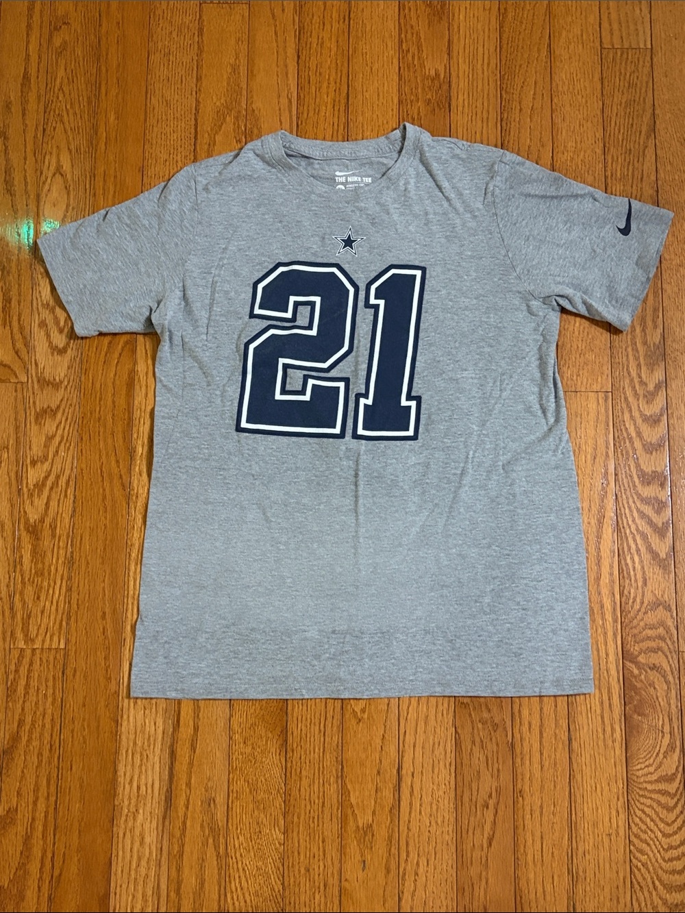 Nike Gray Short Sleeve Tee with Navy Number 21